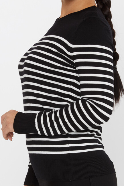 Women's Knitwear Basic Striped Black - 30898 | KAZEE - Thumbnail