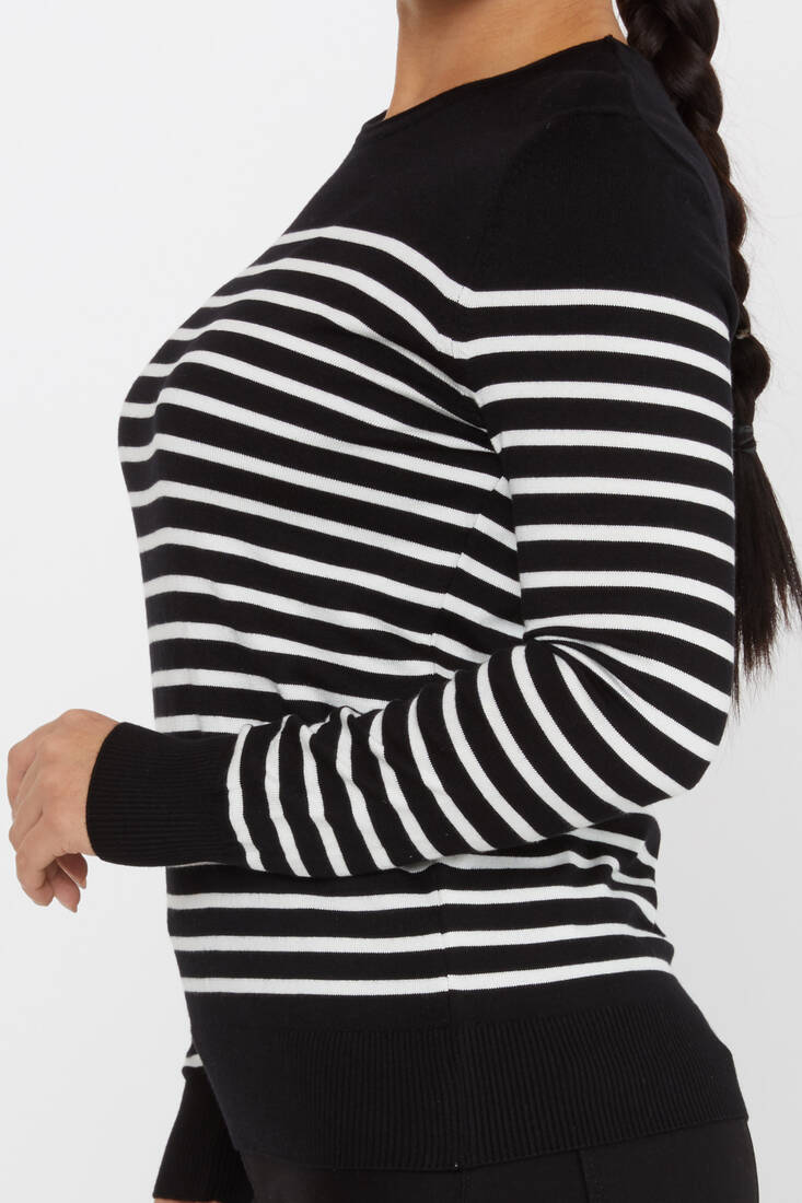 Women's Knitwear Basic Striped Black - 30898 | KAZEE