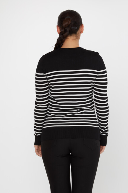 Women's Knitwear Basic Striped Black - 30898 | KAZEE - Thumbnail