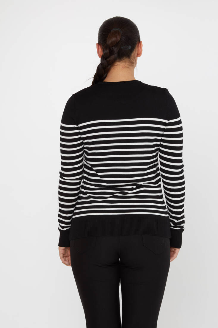 Women's Knitwear Basic Striped Black - 30898 | KAZEE