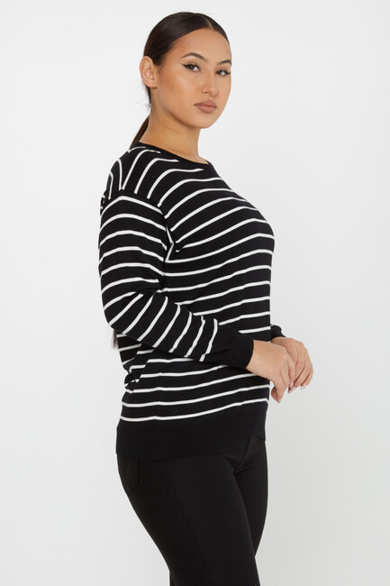 Women's Knitwear Basic Striped Black - 31210 | KAZEE - Thumbnail