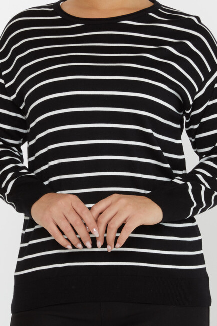 Women's Knitwear Basic Striped Black - 31210 | KAZEE - Thumbnail