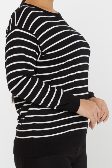 Women's Knitwear Basic Striped Black - 31210 | KAZEE - Thumbnail