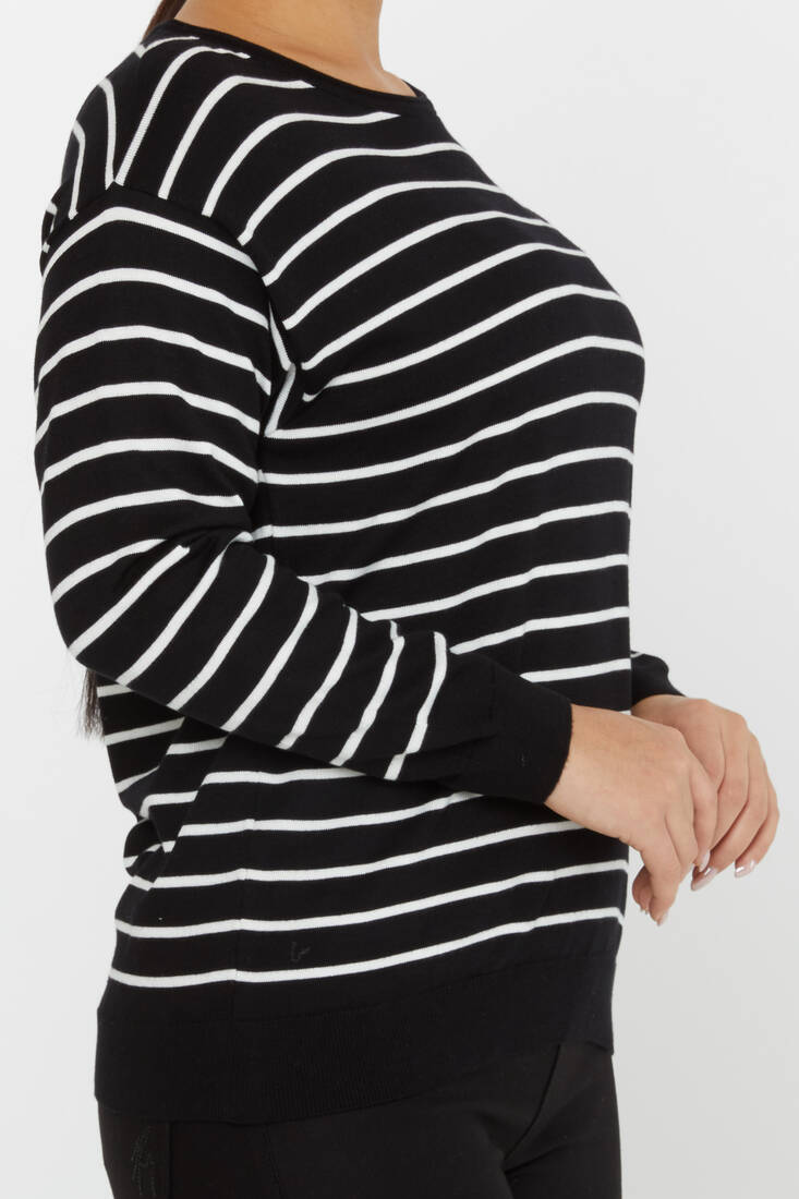 Women's Knitwear Basic Striped Black - 31210 | KAZEE