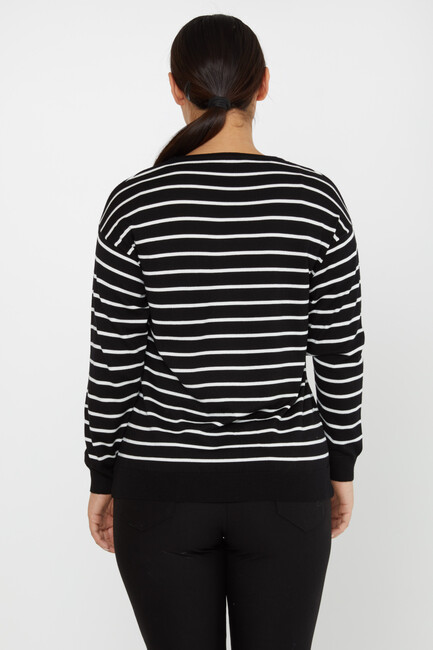 Women's Knitwear Basic Striped Black - 31210 | KAZEE - Thumbnail