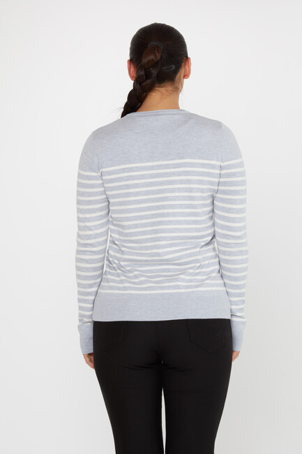 Women's Knitwear Basic Striped Gray - 30898 | KAZEE - Thumbnail