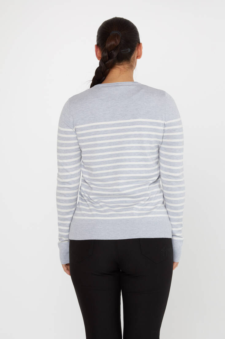 Women's Knitwear Basic Striped Gray - 30898 | KAZEE