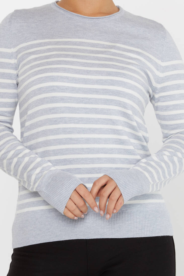 Women's Knitwear Basic Striped Gray - 30898 | KAZEE