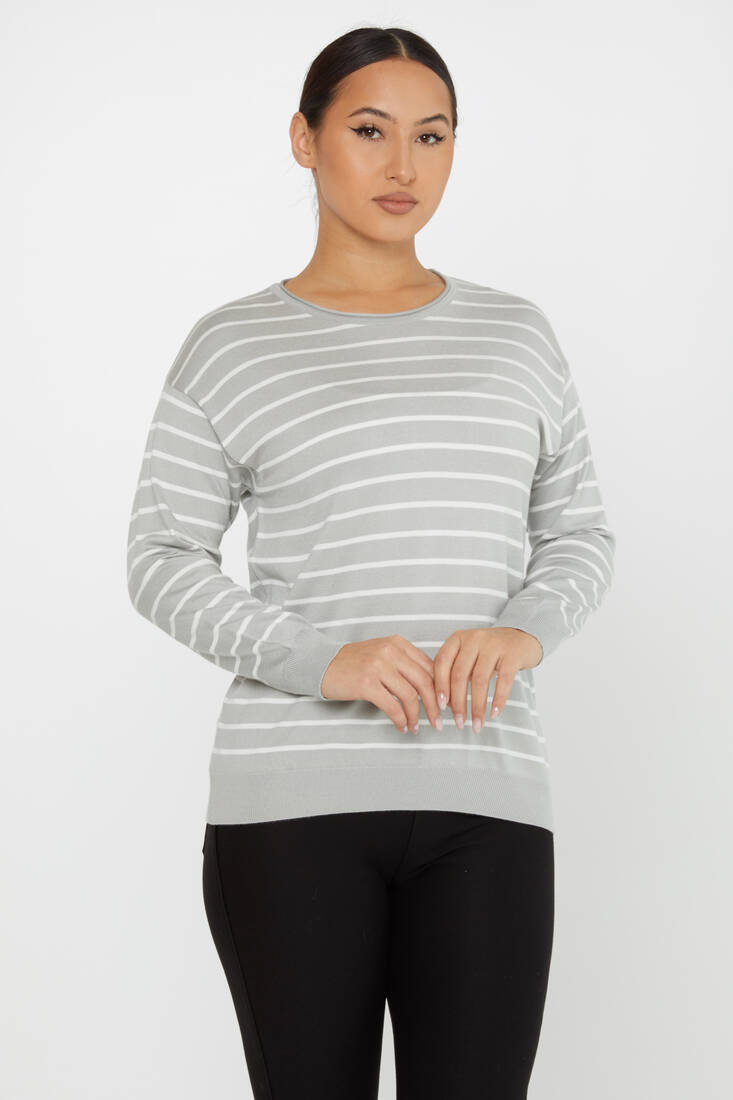 Women's Knitwear Basic Striped Gray - 31210 | KAZEE