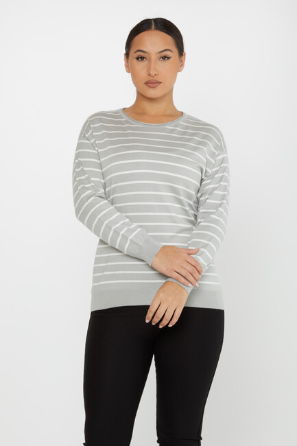 Women's Knitwear Basic Striped Gray - 31210 | KAZEE - Thumbnail