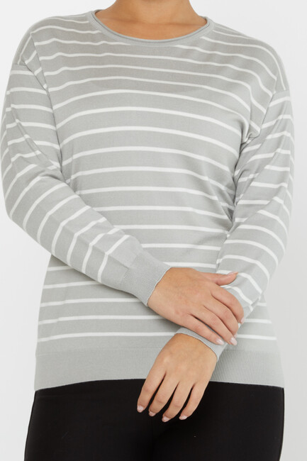 Women's Knitwear Basic Striped Gray - 31210 | KAZEE - Thumbnail