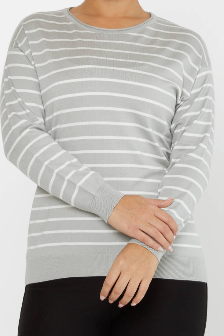 Women's Knitwear Basic Striped Gray - 31210 | KAZEE