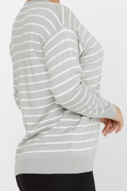 Women's Knitwear Basic Striped Gray - 31210 | KAZEE - Thumbnail