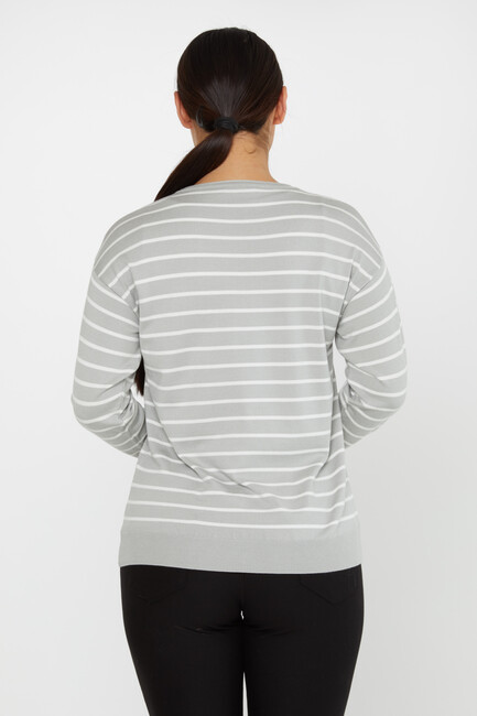 Women's Knitwear Basic Striped Gray - 31210 | KAZEE - Thumbnail