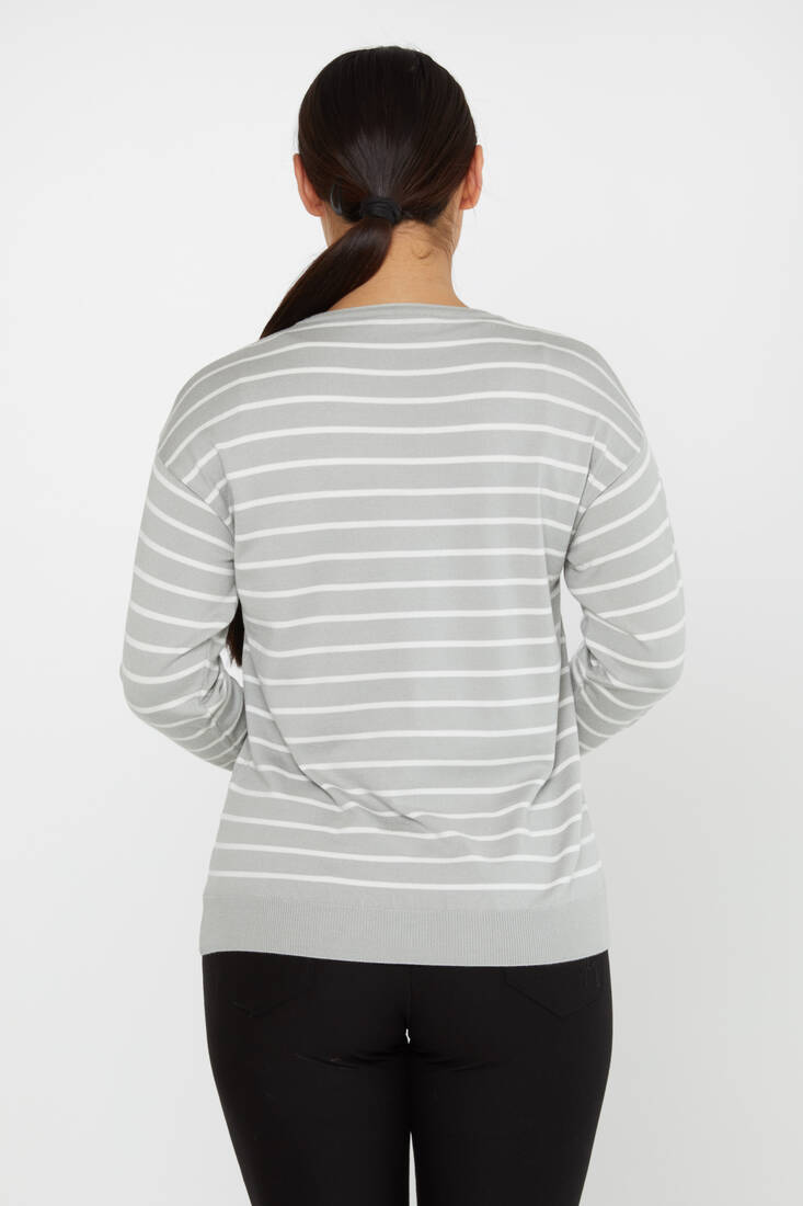 Women's Knitwear Basic Striped Gray - 31210 | KAZEE