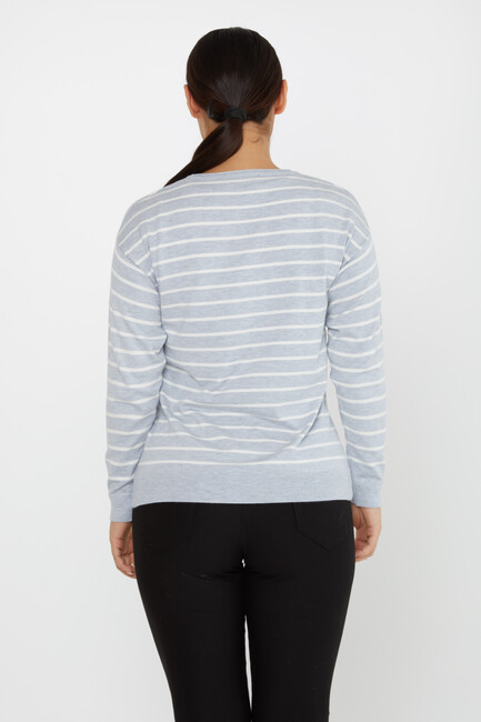 Women's Knitwear Basic Striped Light Blue - 31210 | KAZEE - Thumbnail