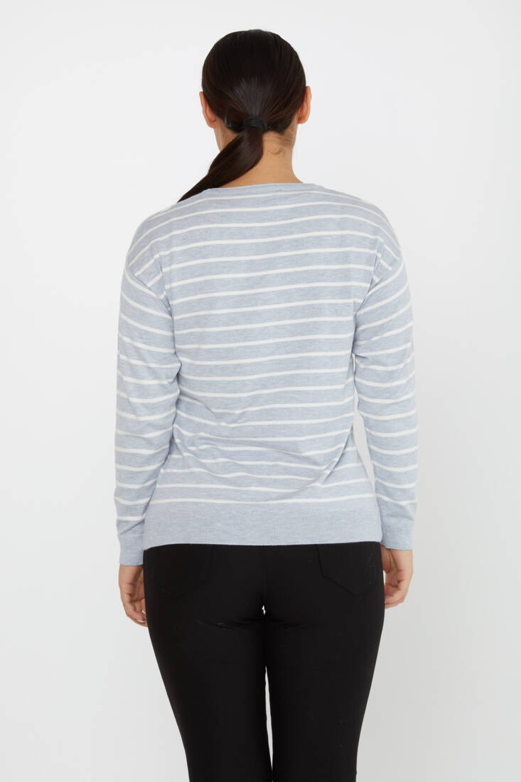 Women's Knitwear Basic Striped Light Blue - 31210 | KAZEE