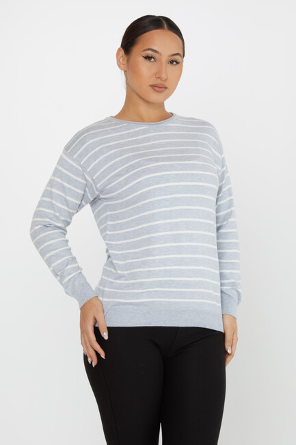 Women's Knitwear Basic Striped Light Blue - 31210 | KAZEE - Thumbnail