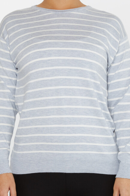 Women's Knitwear Basic Striped Light Blue - 31210 | KAZEE - Thumbnail