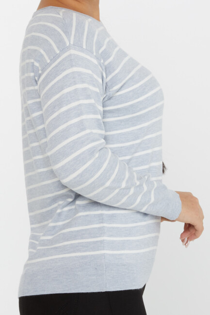 Women's Knitwear Basic Striped Light Blue - 31210 | KAZEE - Thumbnail