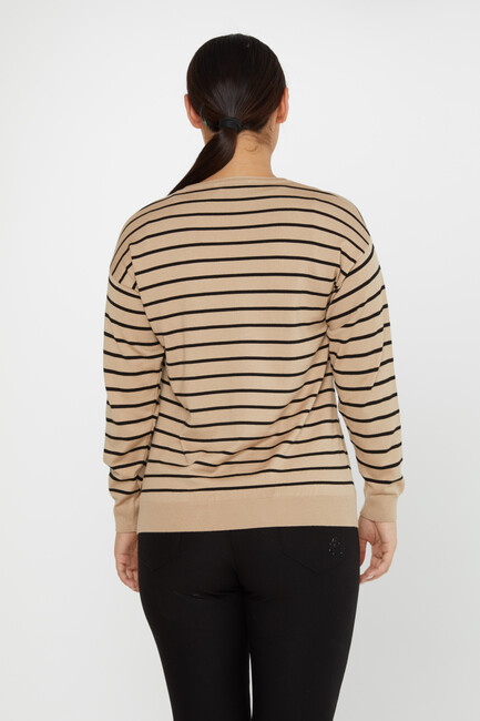 Women's Knitwear Basic Striped Mink - 31210 | KAZEE - Thumbnail