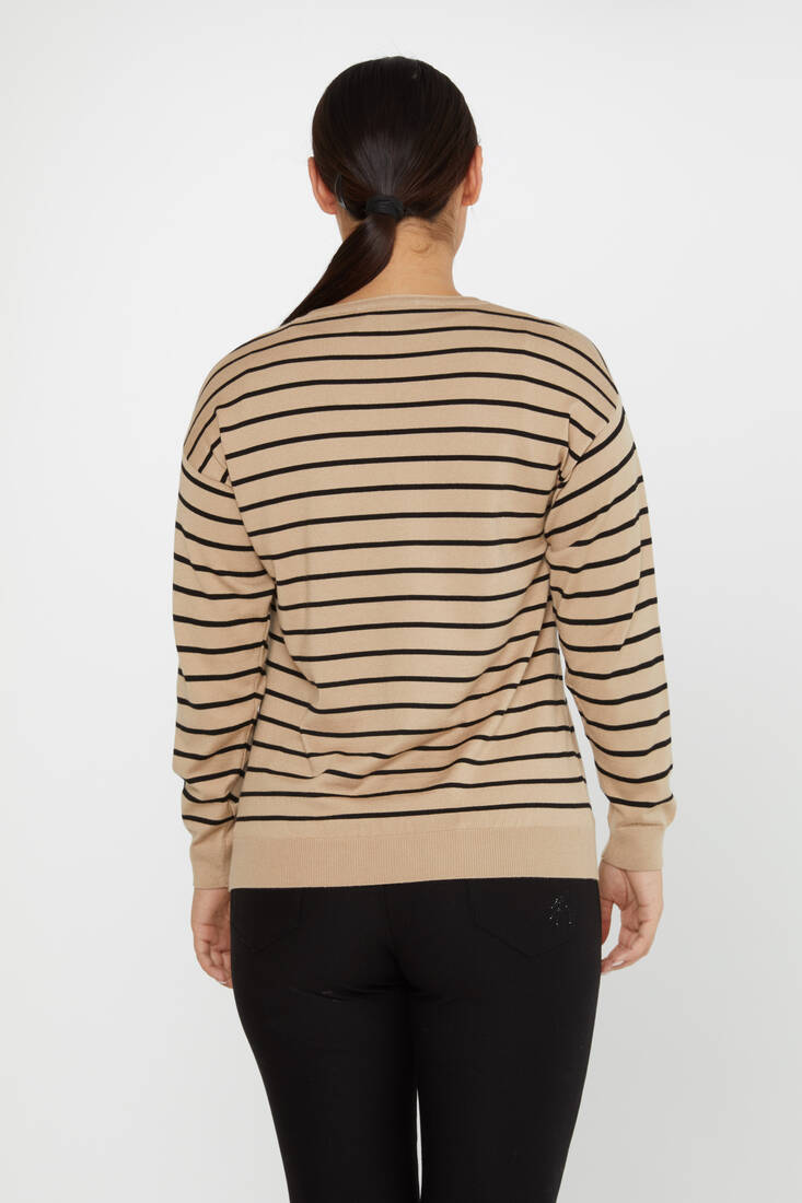 Women's Knitwear Basic Striped Mink - 31210 | KAZEE