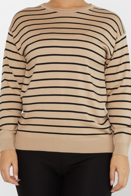 Women's Knitwear Basic Striped Mink - 31210 | KAZEE - Thumbnail