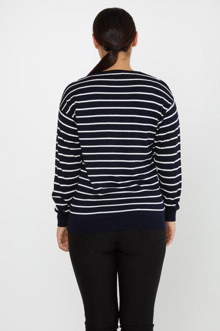 Women's Knitwear Basic Striped Navy Blue - 31210 | KAZEE - Thumbnail