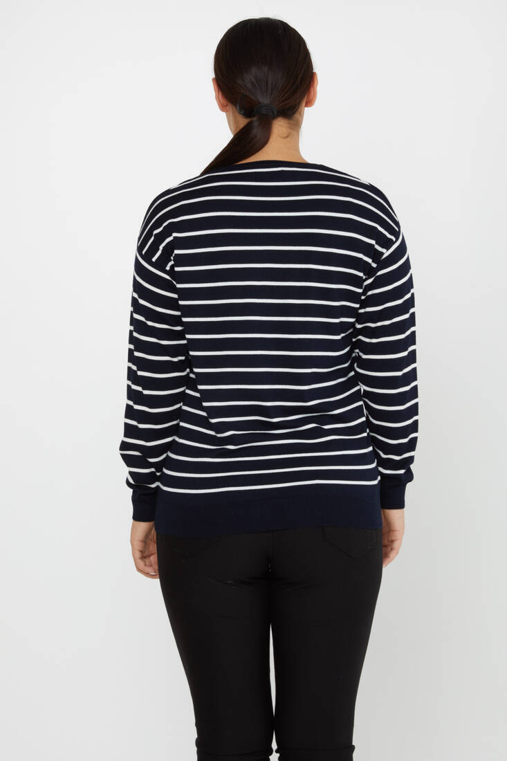 Women's Knitwear Basic Striped Navy Blue - 31210 | KAZEE