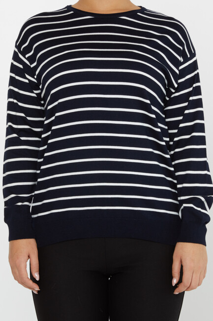 Women's Knitwear Basic Striped Navy Blue - 31210 | KAZEE - Thumbnail