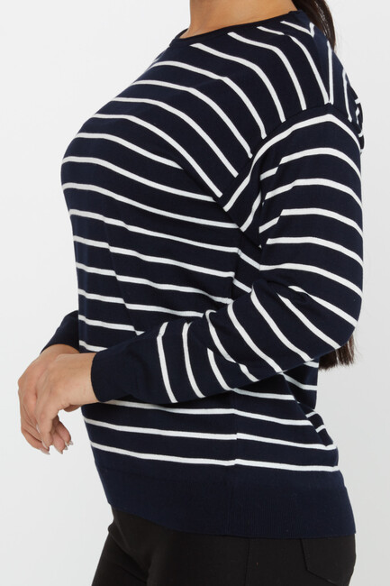 Women's Knitwear Basic Striped Navy Blue - 31210 | KAZEE - Thumbnail