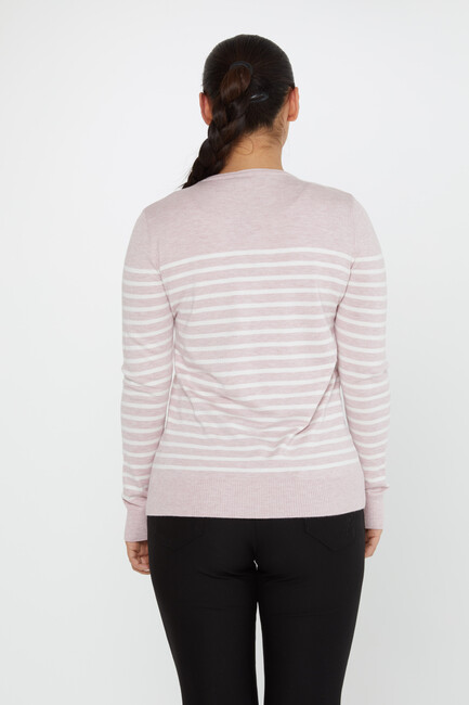 Women's Knitwear Basic Striped Powder - 30898 | KAZEE - Thumbnail