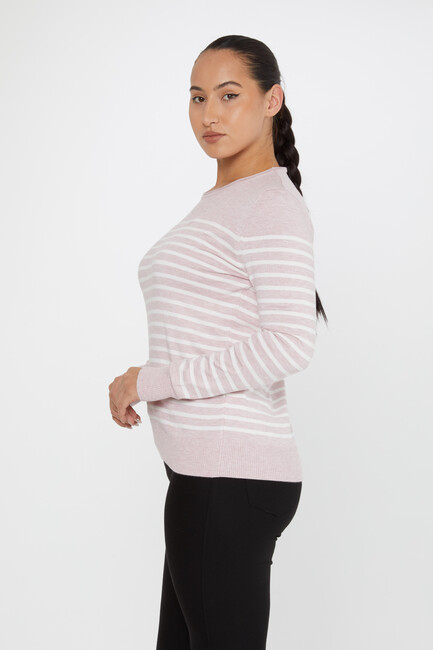 Women's Knitwear Basic Striped Powder - 30898 | KAZEE - Thumbnail