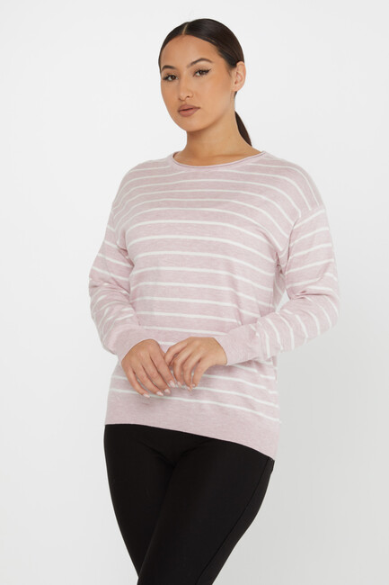 Women's Knitwear Basic Striped Powder - 31210 | KAZEE - Thumbnail