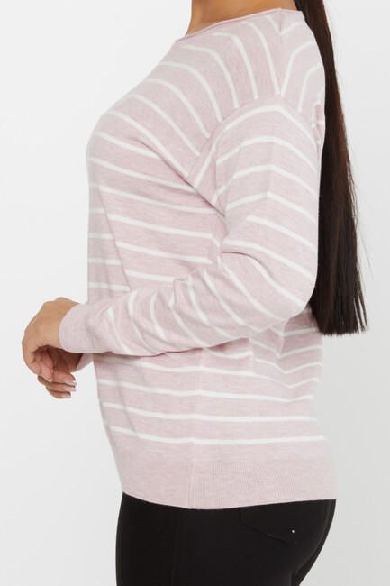 Women's Knitwear Basic Striped Powder - 31210 | KAZEE - Thumbnail