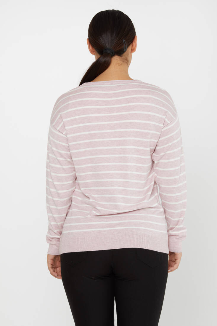 Women's Knitwear Basic Striped Powder - 31210 | KAZEE