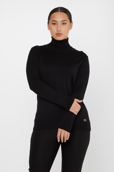 Women's Knitwear Basic Turtleneck Black - 11122 | KAZEE - Thumbnail