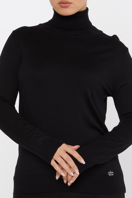 Women's Knitwear Basic Turtleneck Black - 11122 | KAZEE - Thumbnail