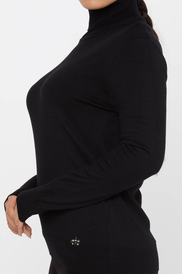 Women's Knitwear Basic Turtleneck Black - 11122 | KAZEE