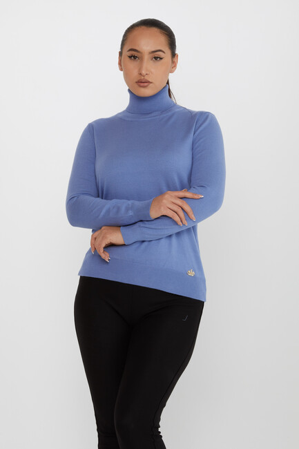 Women's Knitwear Basic Turtleneck Dark Blue - 11122 | KAZEE - Thumbnail