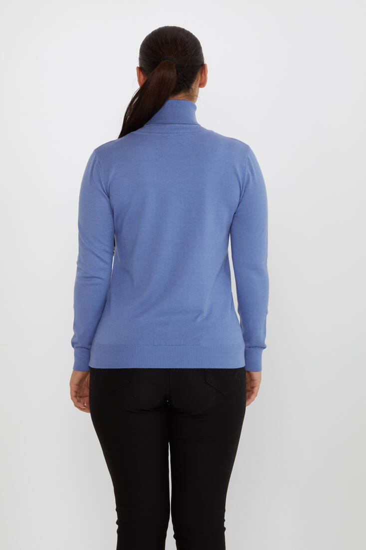 Women's Knitwear Basic Turtleneck Dark Blue - 11122 | KAZEE