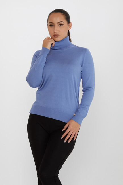 Women's Knitwear Basic Turtleneck Dark Blue - 11122 | KAZEE - Thumbnail