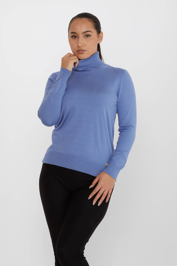 Women's Knitwear Basic Turtleneck Dark Blue - 11122 | KAZEE