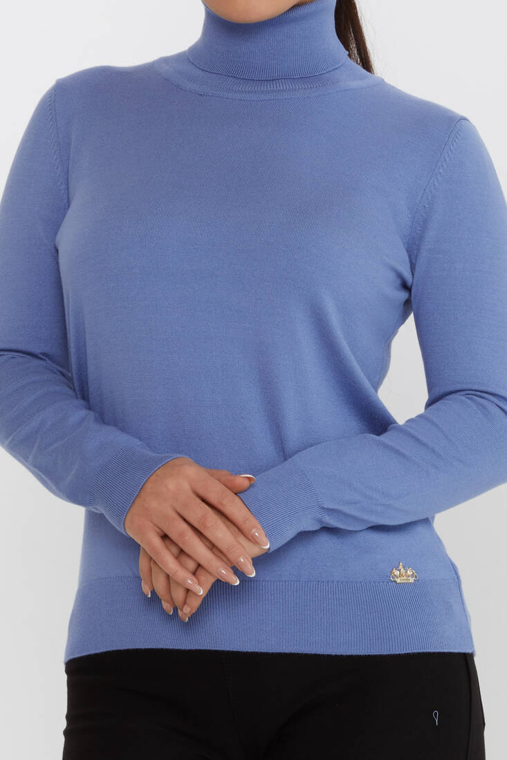 Women's Knitwear Basic Turtleneck Dark Blue - 11122 | KAZEE