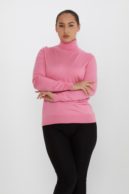 Women's Knitwear Basic Turtleneck Pink - 11122 | KAZEE - Thumbnail