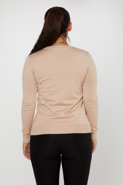 Women's Knitwear Basic V Neck Biscuit - 11071 | KAZEE - Thumbnail