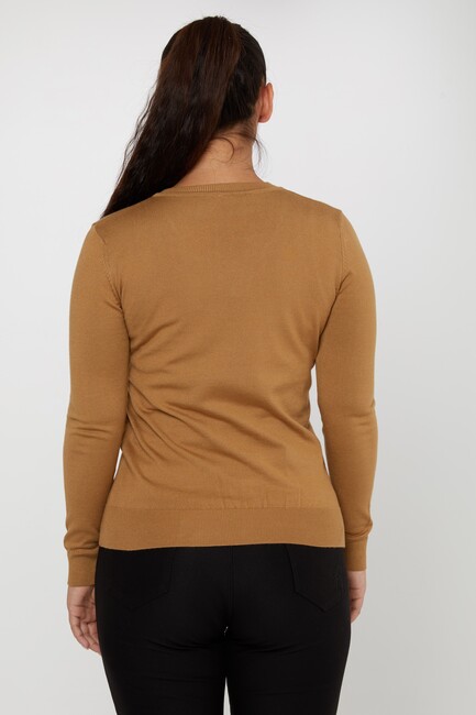 Women's Knitwear Basic V Neck Camel - 11071 | KAZEE - Thumbnail