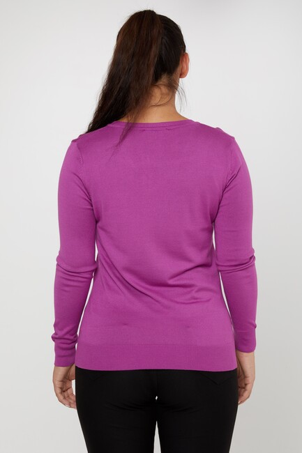 Women's Knitwear Basic V Neck Lilac- 11071 | KAZEE - Thumbnail