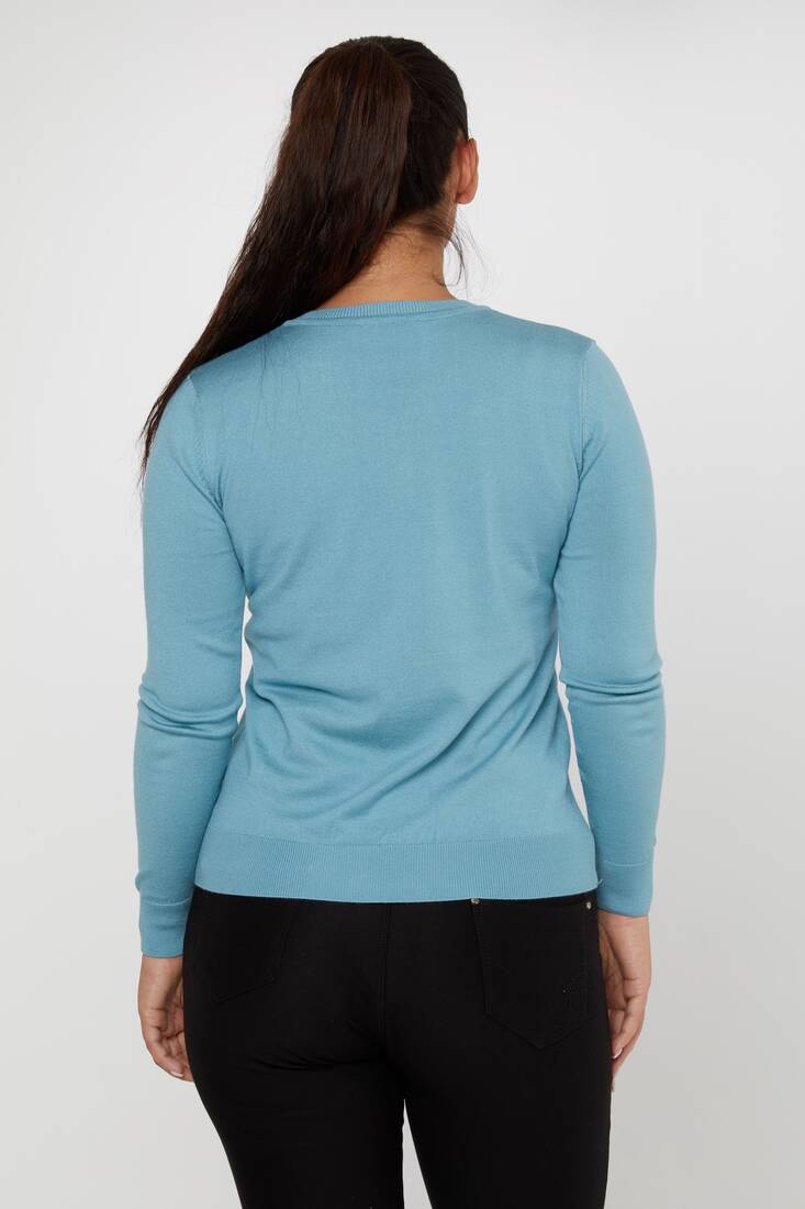 Women's Knitwear Basic V Neck Mint - 11071 | KAZEE