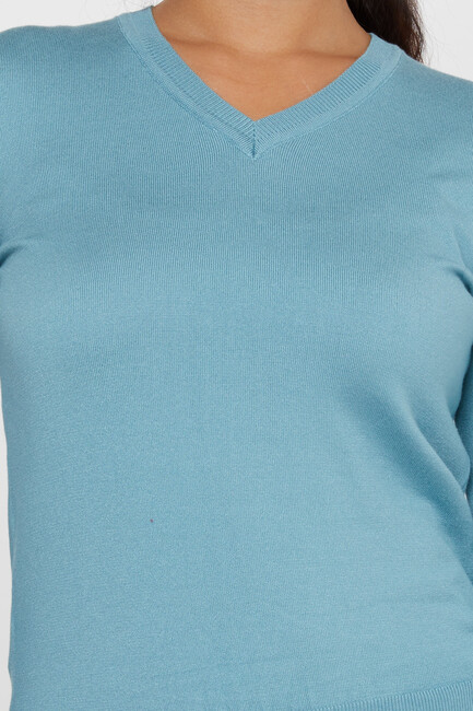 Women's Knitwear Basic V Neck Mint - 11071 | KAZEE - Thumbnail